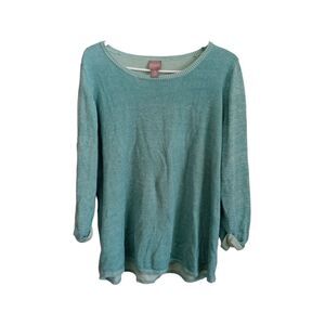 Chico's Women's‎ Teal Knit Long Sleeve Shirt Size 3